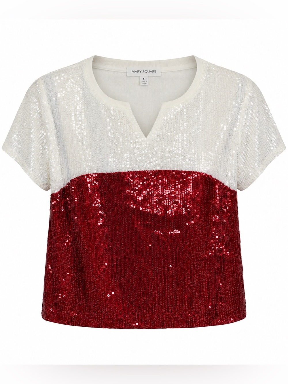 Mary Square NEW Colorblock Diane Top Crimson and White size Small Game Day